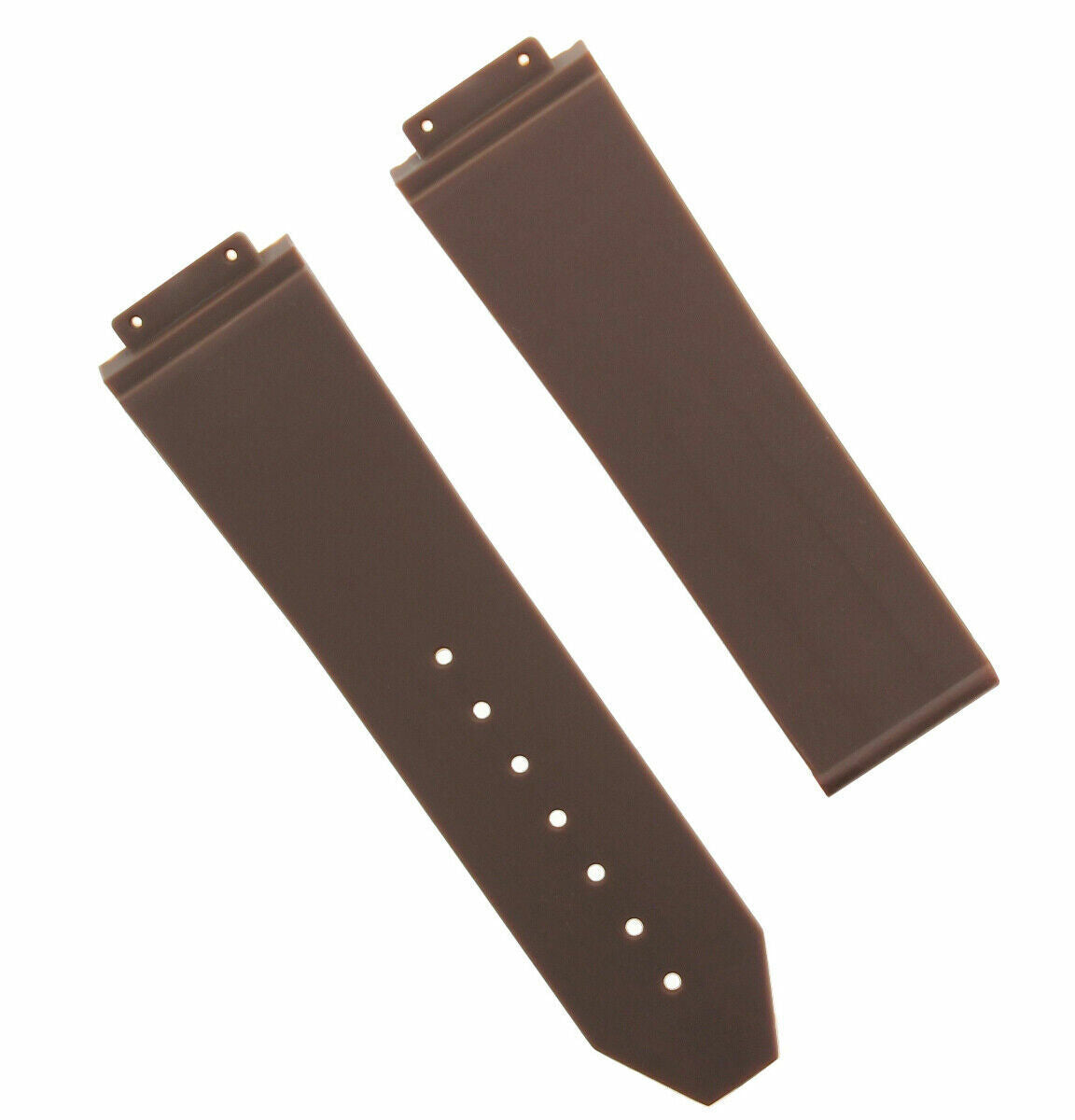 24MM RUBBER WATCH BAND STRAP CLASP FOR 44MM-45MM H HUBLOT WATCH + 2 SCREW BROWN