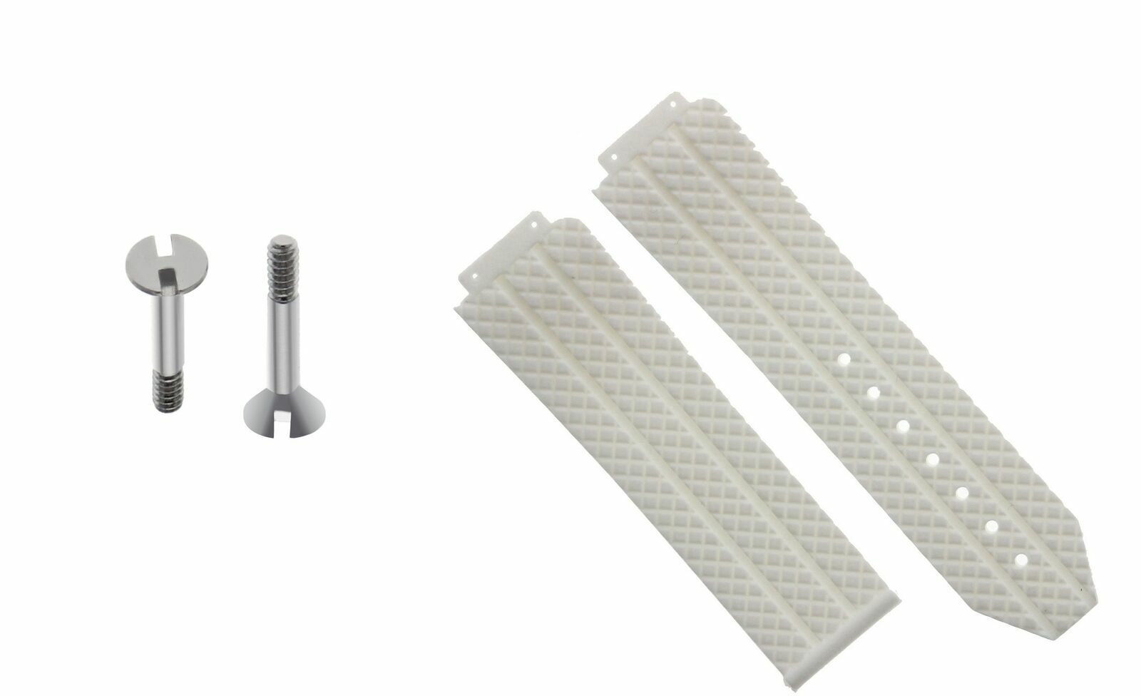 24MM RUBBER BAND STRAP FOR H HUBLOT 44-45MM BIG BANG WATCH + 2 SCREW WHITE