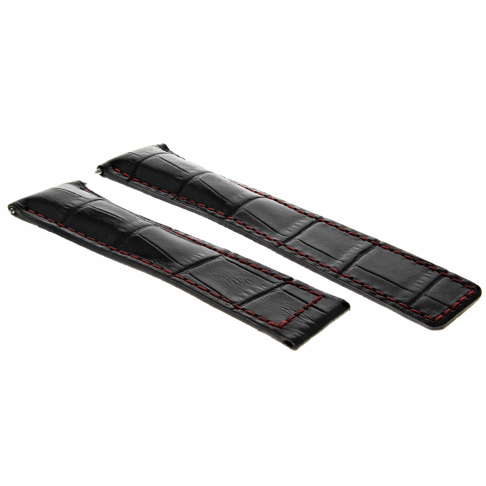 20MM LEATHER BAND STRAP CLASP FOR 41MM TAG HEUER CARRERA WAV511A BLACK RED STIT