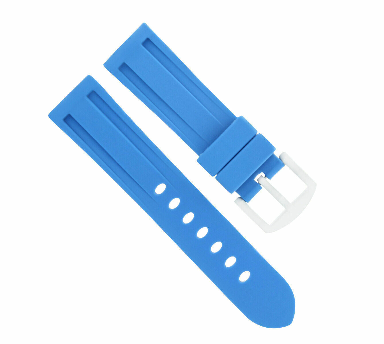 22MM RUBBER WATCH BAND STRAP FOR BREITLING NAVITIMER PILOT BENTLEY LIGHT BLUE