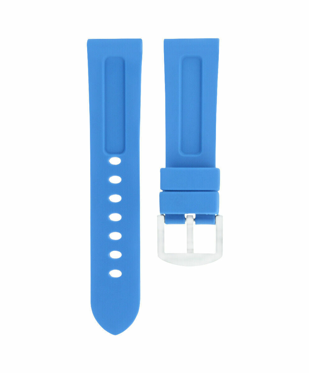 22MM RUBBER WATCH BAND STRAP FOR BREITLING NAVITIMER PILOT BENTLEY LIGHT BLUE