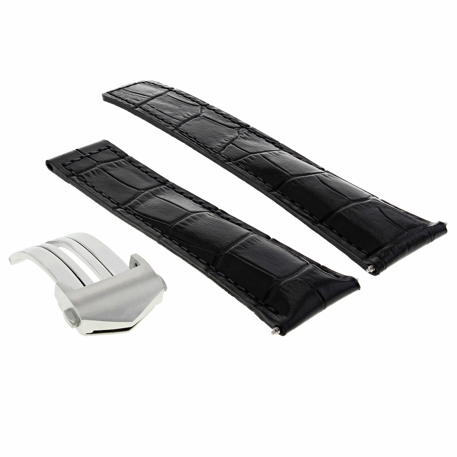 22MM LEATHER STRAP BAND FOR TAG HEUER CARRERA CALIBRE 1887 CAW2111 WATCH BLACK