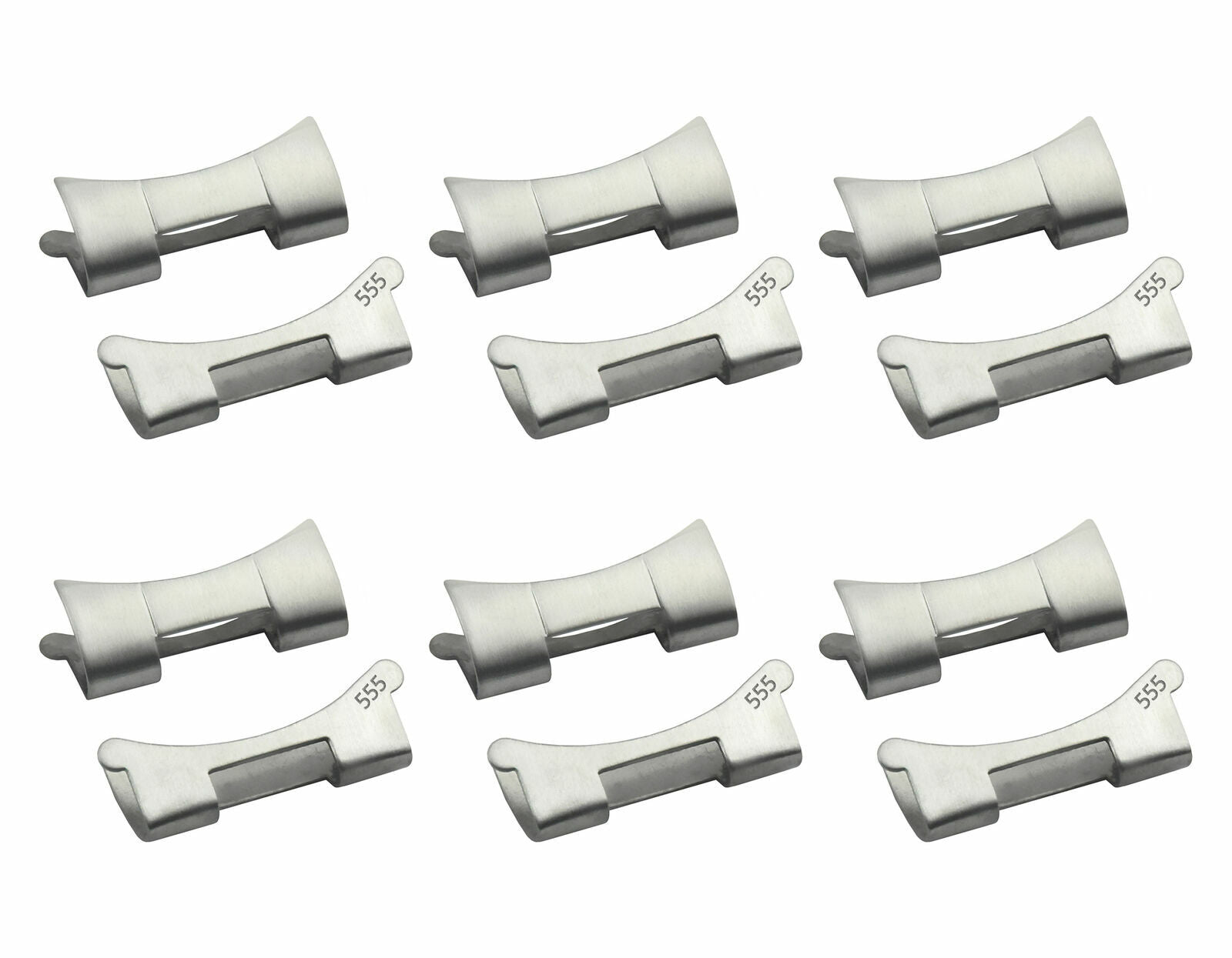 6 SET 555 END LINK PIECE FOR 20MM VINTAGE ROLEX OYSTER WATCH BAND FIT FAT SPRING