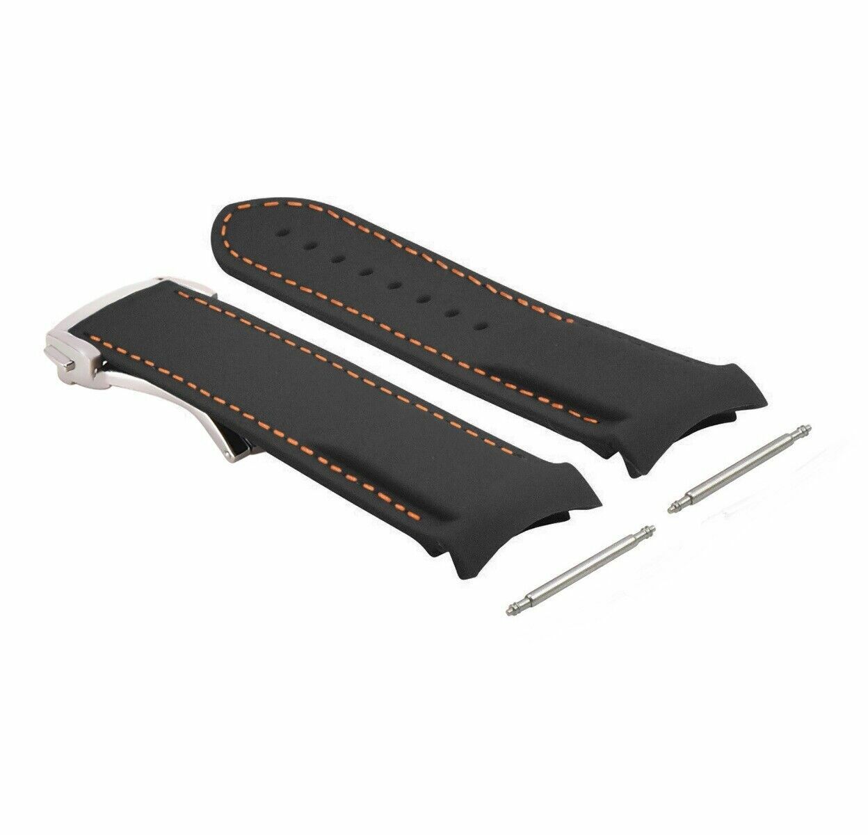 20MM RUBBER WATCH BAND STRAP FOR 41-42MM OMEGA SEAMASTER + CLASP BLACK ORANGE ST