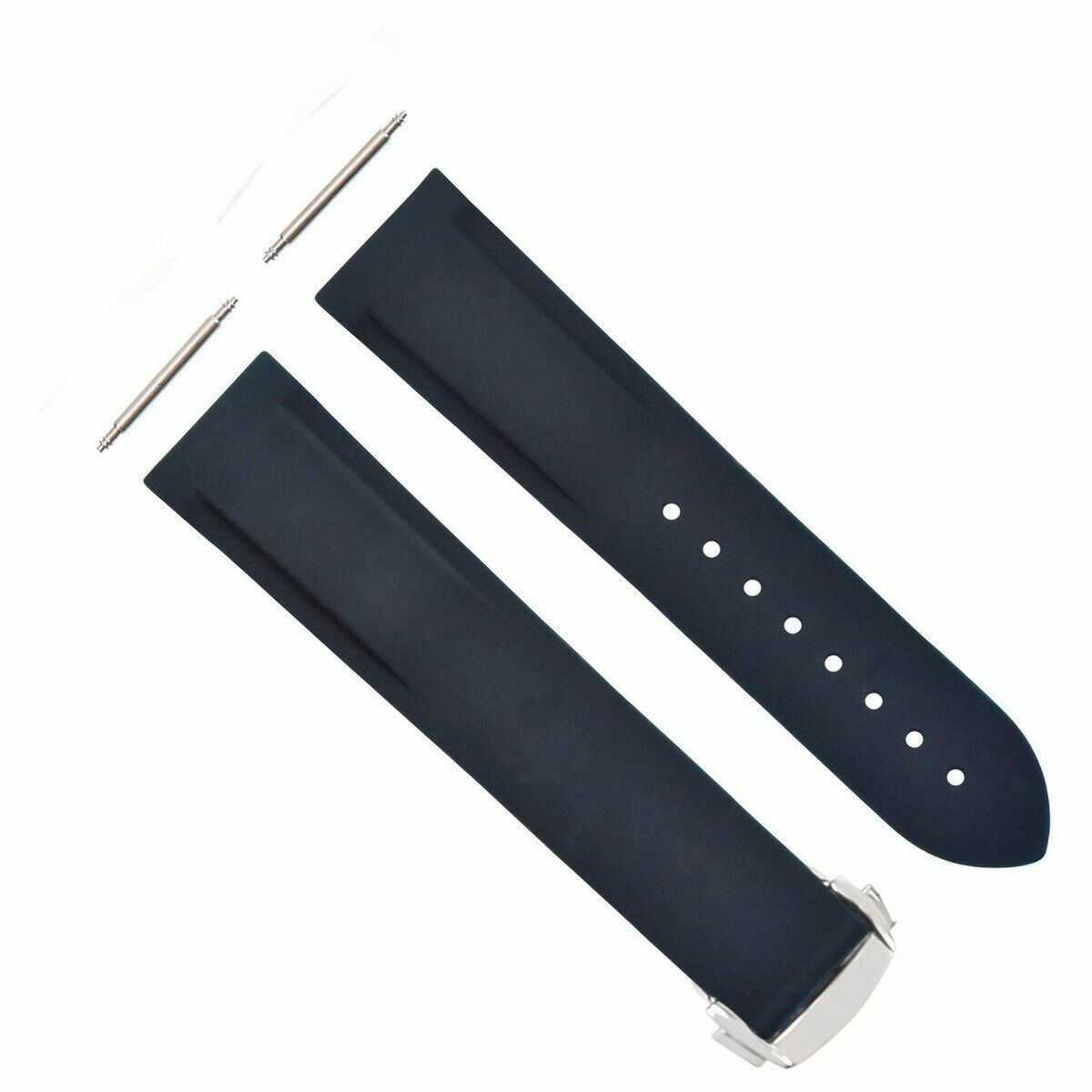 20MM RUBBER WATCH BAND STRAP FOR 41MM OMEGA SEAMASTER DEPLOYMENT CLASP BLUE