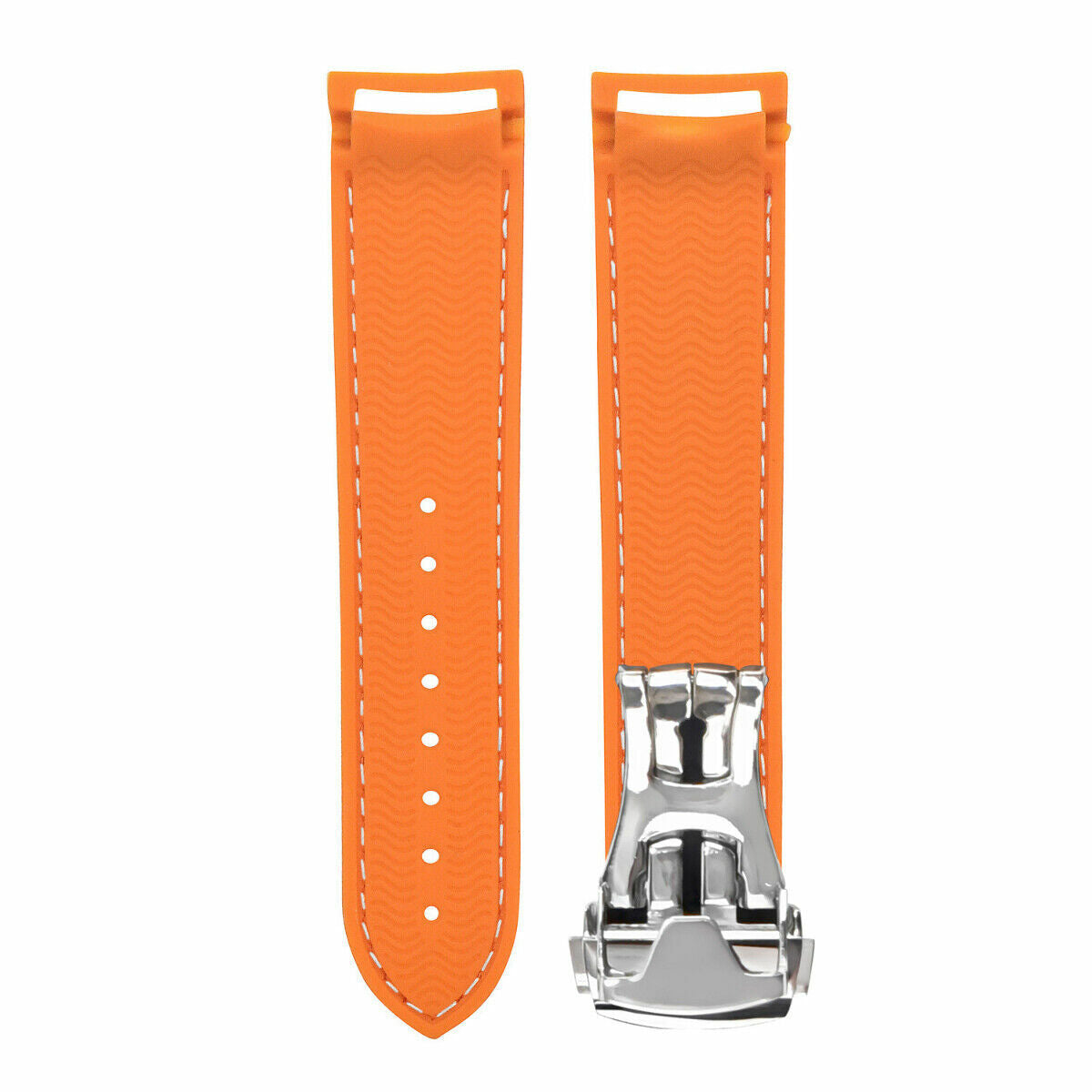 20MM RUBBER BAND STRAP FOR OMEGA SEAMASTER PLANET OCEAN WATCH CLASP ORANGE WS
