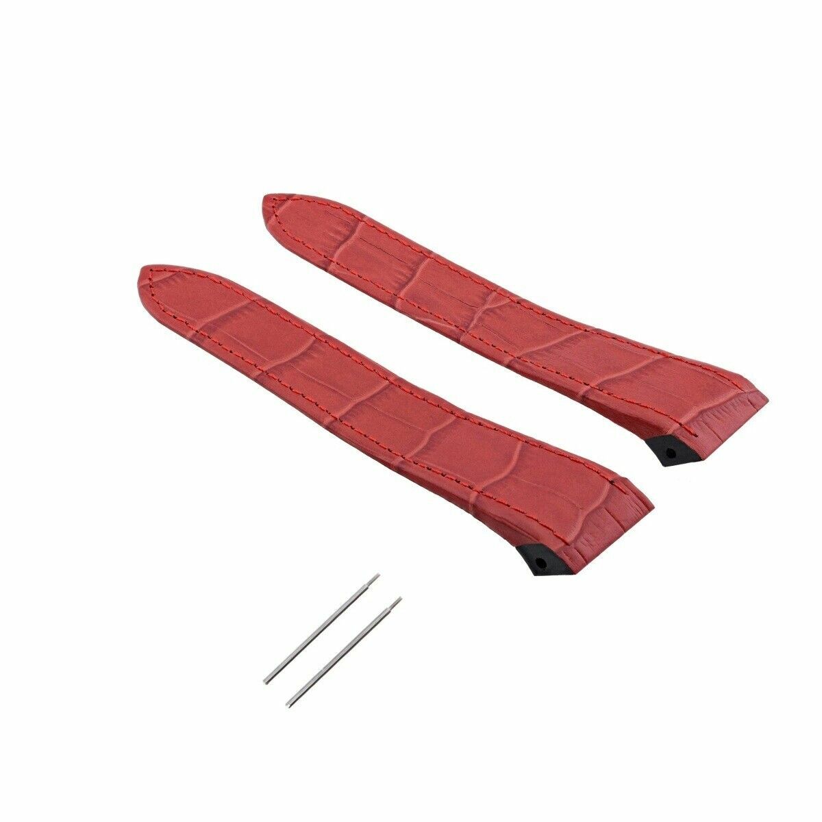 SCREW + 24.5MM LEATHER BAND ALLIGATOR STRAP FIT CARTIER SANTOS 100 CHRONO XL RED