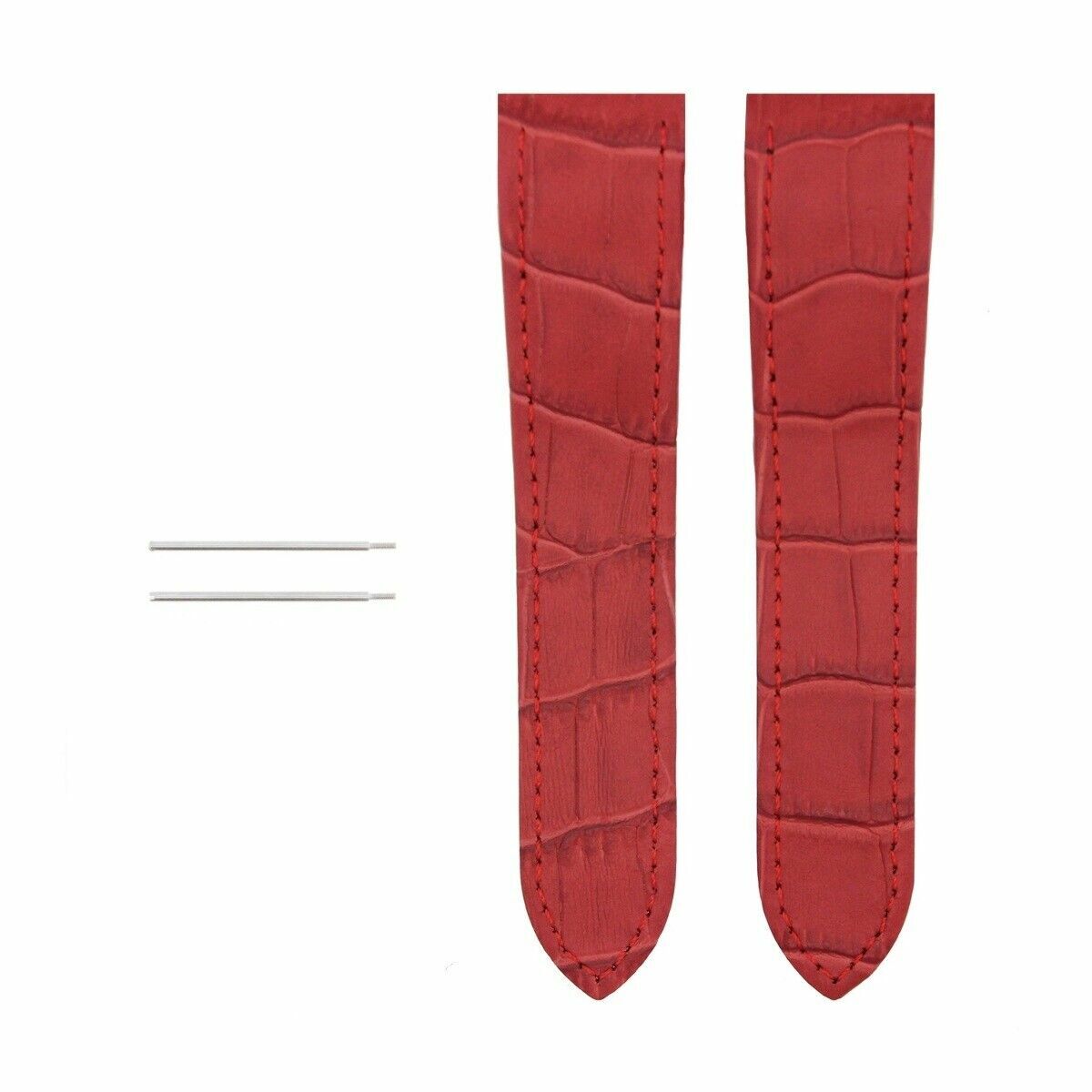 SCREW + 24.5MM LEATHER BAND ALLIGATOR STRAP FIT CARTIER SANTOS 100 CHRONO XL RED