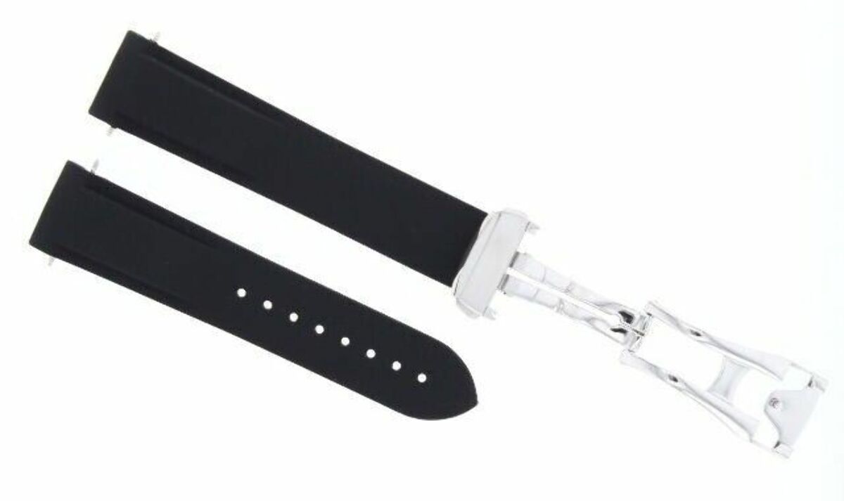 22MM RUBBER WATCH BAND STRAP DEPLOYMENT CLASP FOR OMEGA SEAMASTER PLANET BLACK