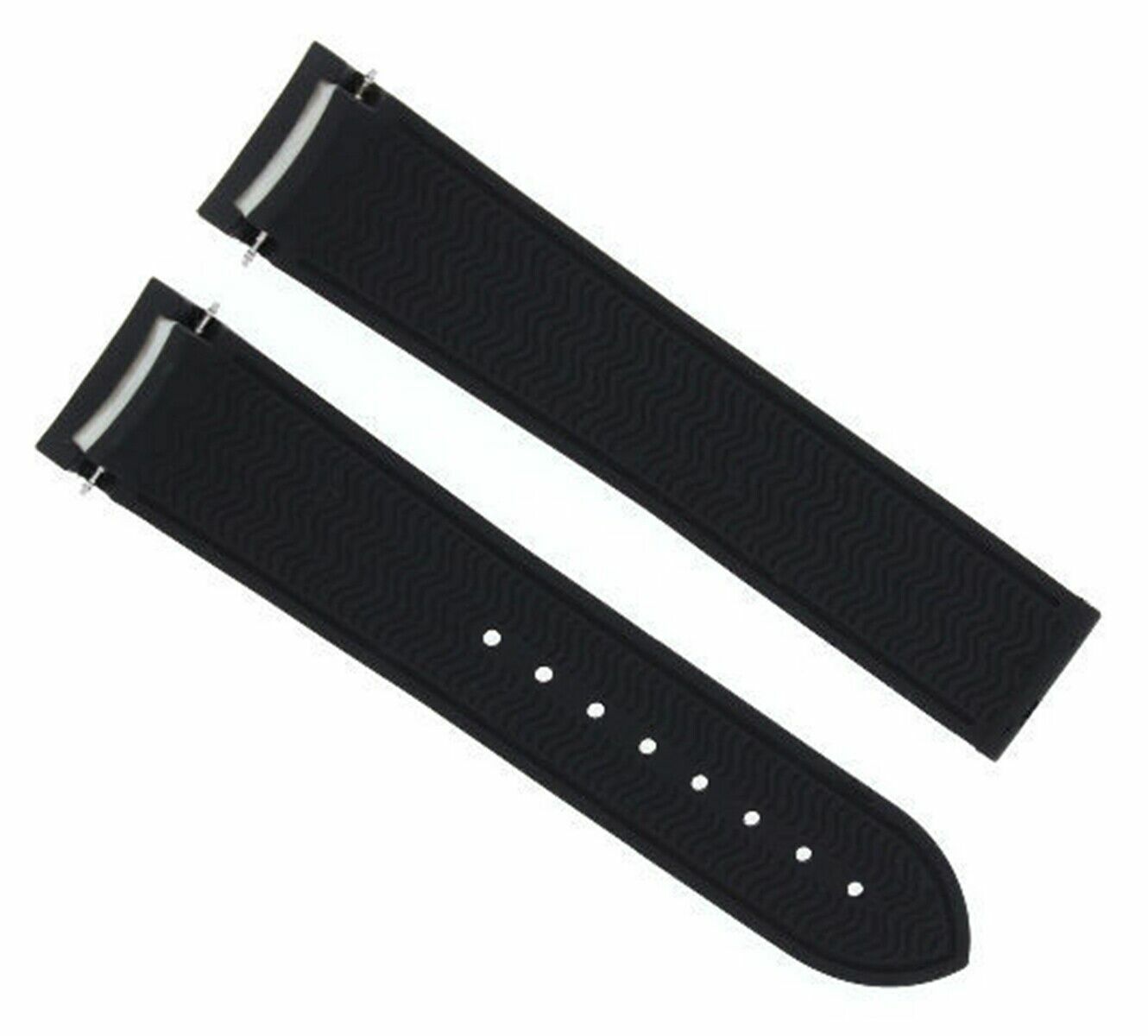 22MM RUBBER WATCH BAND STRAP DEPLOYMENT CLASP FOR OMEGA SEAMASTER PLANET BLACK