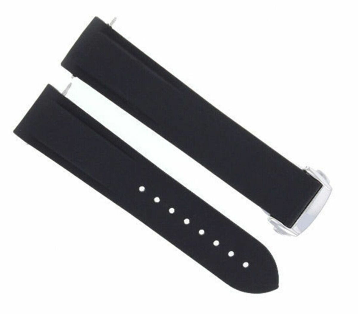 22MM RUBBER WATCH BAND STRAP DEPLOYMENT CLASP FOR OMEGA SEAMASTER PLANET BLACK