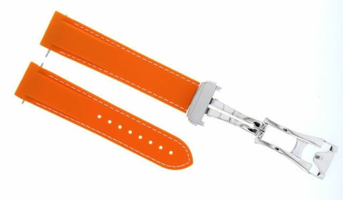 22MM RUBBER WATCH BAND STRAP CLASP FOR OMEGA SEAMASTER PLANET OCEAN ORANGE WS