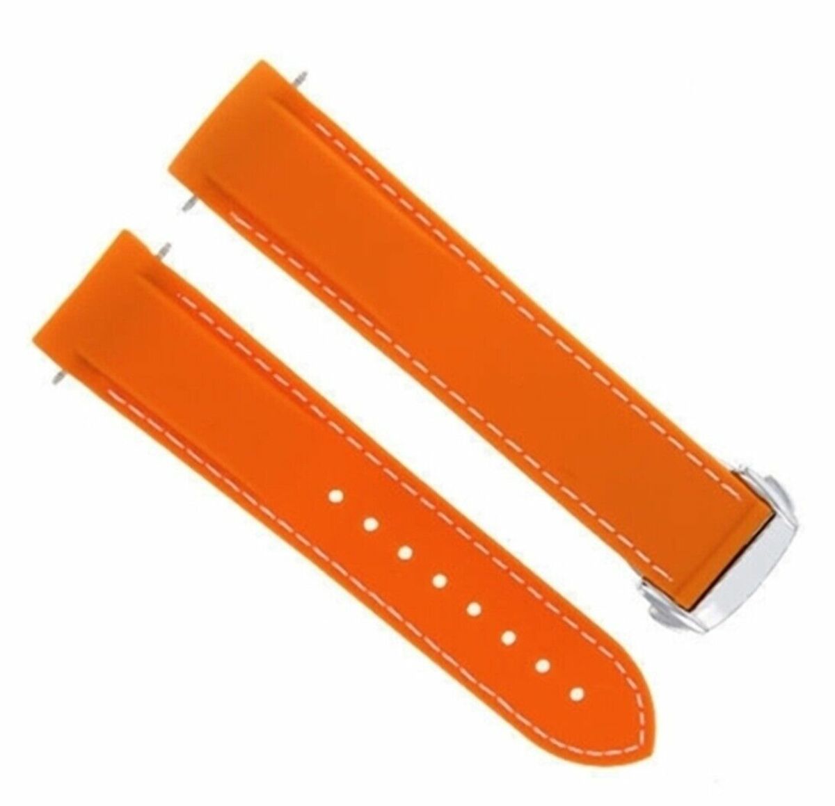 22MM RUBBER WATCH BAND STRAP CLASP FOR OMEGA SEAMASTER PLANET OCEAN ORANGE WS