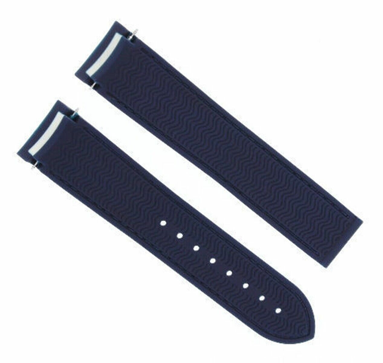 22MM RUBBER WATCH BAND STRAP CLASP FOR 45MM OMEGA SEAMASTER PLANET WATCH BLUE
