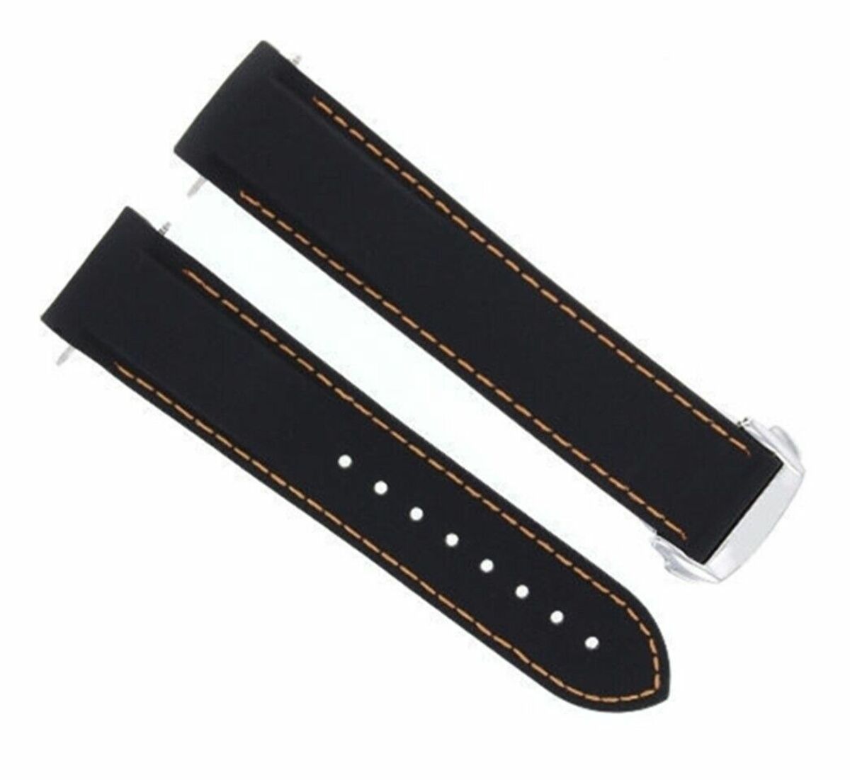 22MM RUBBER WATCH BAND STRAP FOR 45MM OMEGA SEAMASTER PLANET OCEAN BLACK ORANGE