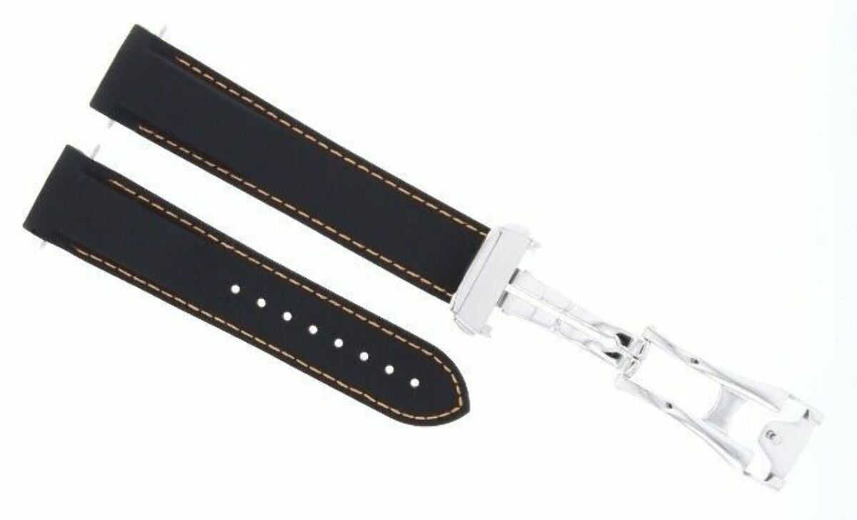 22MM RUBBER WATCH BAND STRAP FOR 45MM OMEGA SEAMASTER PLANET OCEAN BLACK ORANGE