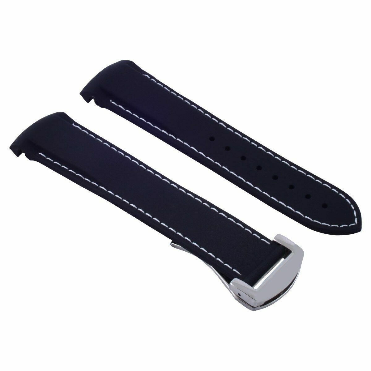22MM RUBBER WATCH BAND STRAP FOR 45.5MM OMEGA SEAMASTER PLANET OCEAN BLACK WS