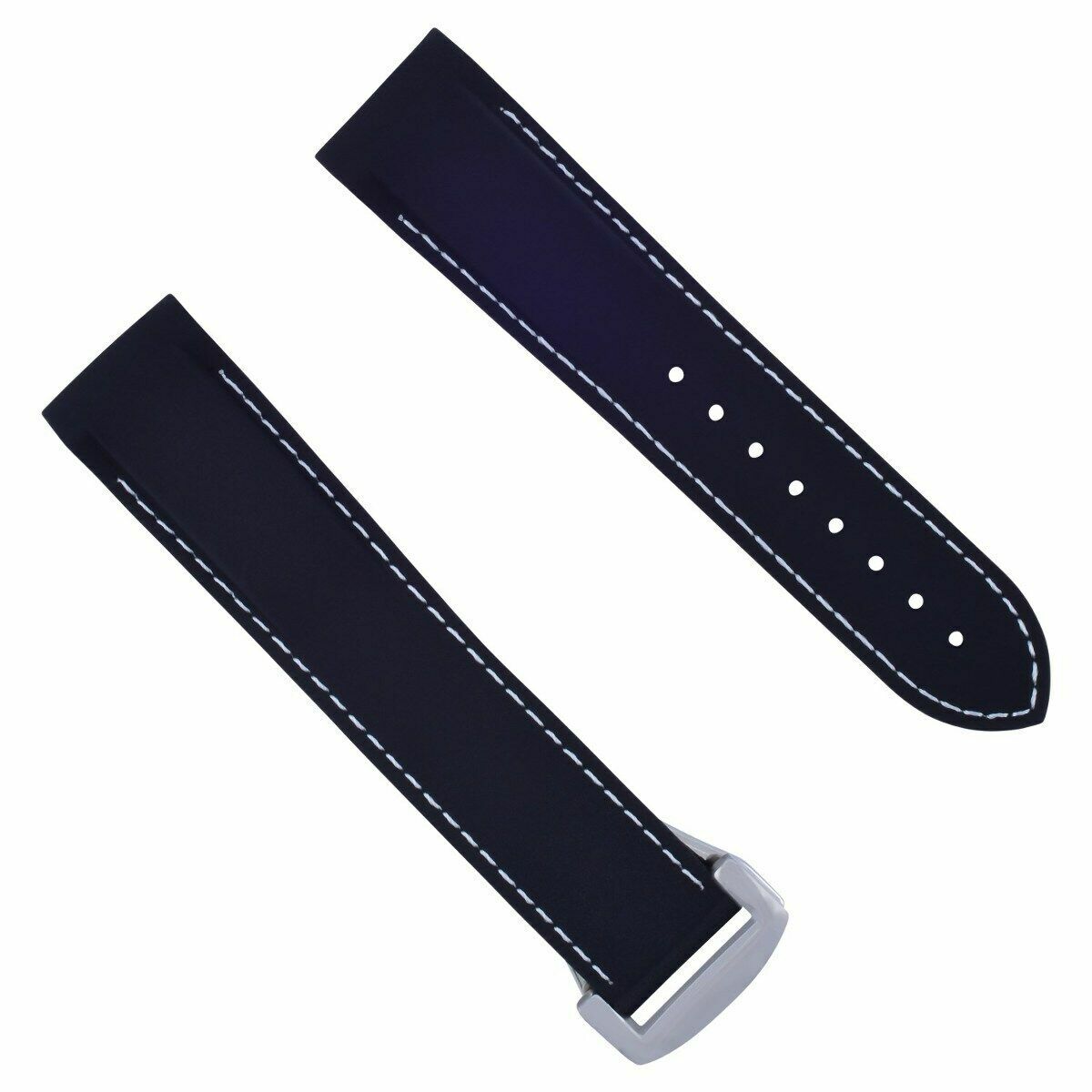 22MM RUBBER WATCH BAND STRAP FOR 45.5MM OMEGA SEAMASTER PLANET OCEAN BLACK WS