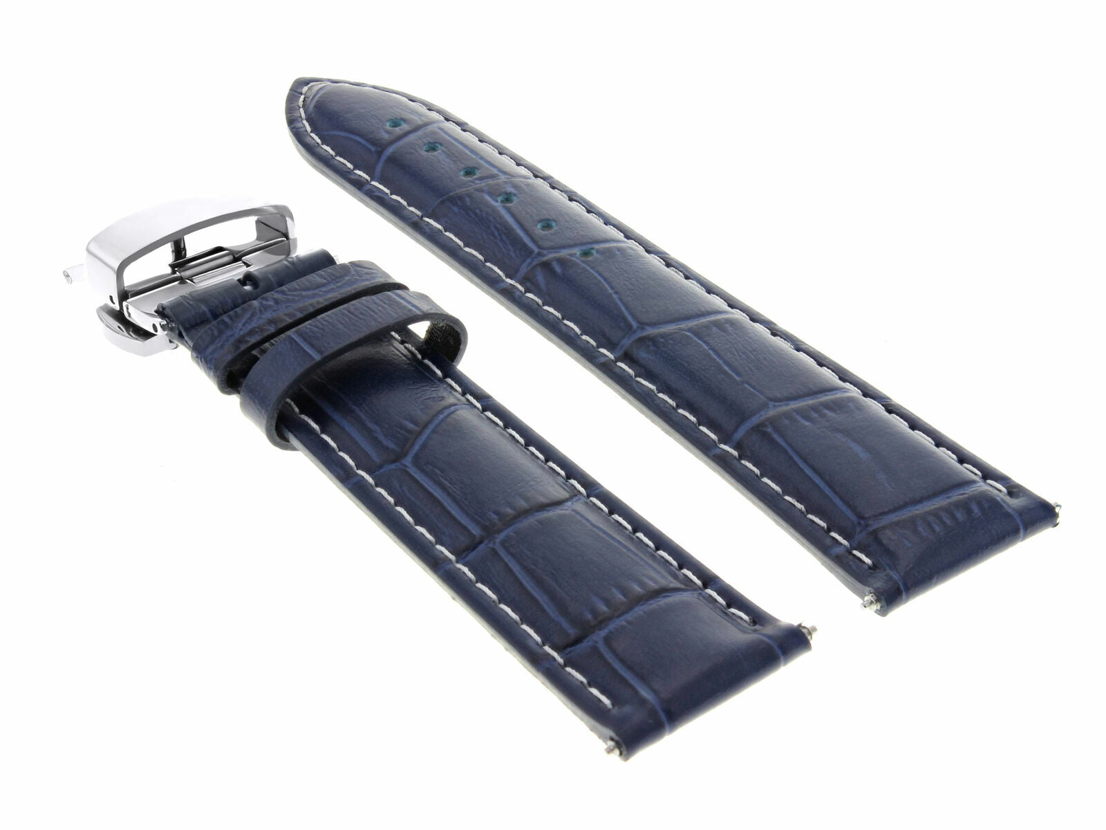 20MM LEATHER WATCH STRAP BAND FOR MOVADO MUSEUM 3600367, 800 SERIES CLASP BLUE