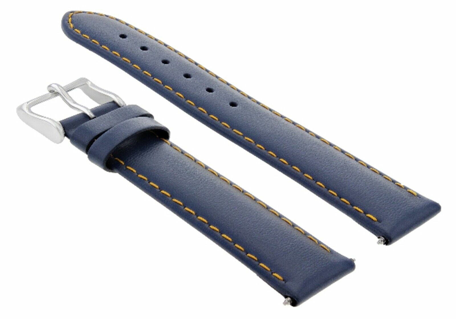 19MM SMOOTH LEATHER WATCH STRAP BAND FOR MOVADO MUSEUM WATCH BLUE ORANGE STITCH