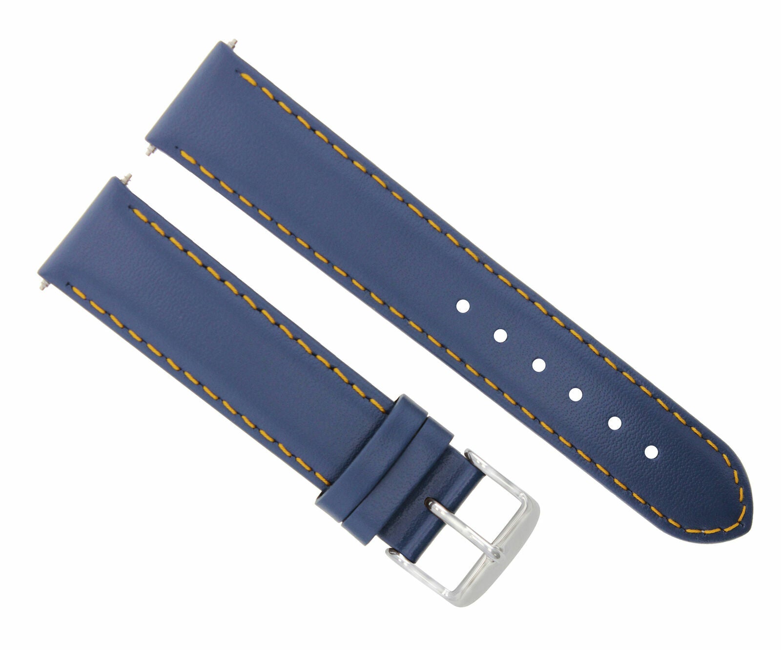 20MM SMOOTH LEATHER WATCH STRAP BAND FOR MOVADO MUSEUM WATCH BLUE ORANGE STITCH