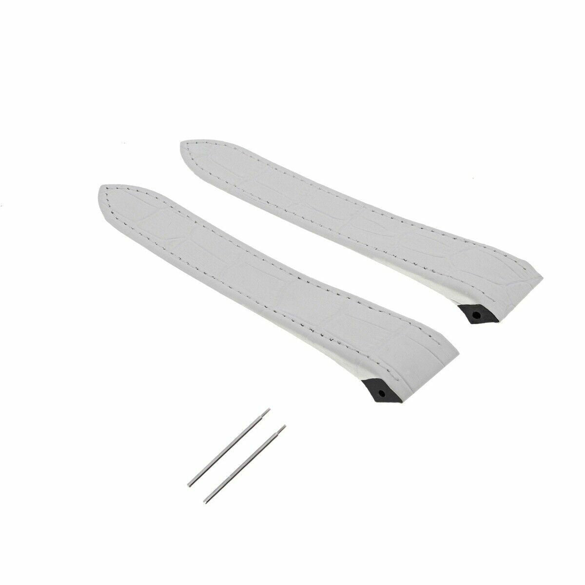 SCREW + 23MM LEATHER STRAP ALLIGATOR GRAIN FOR 38MM CARTIER SANTOS 100 XL WHITE