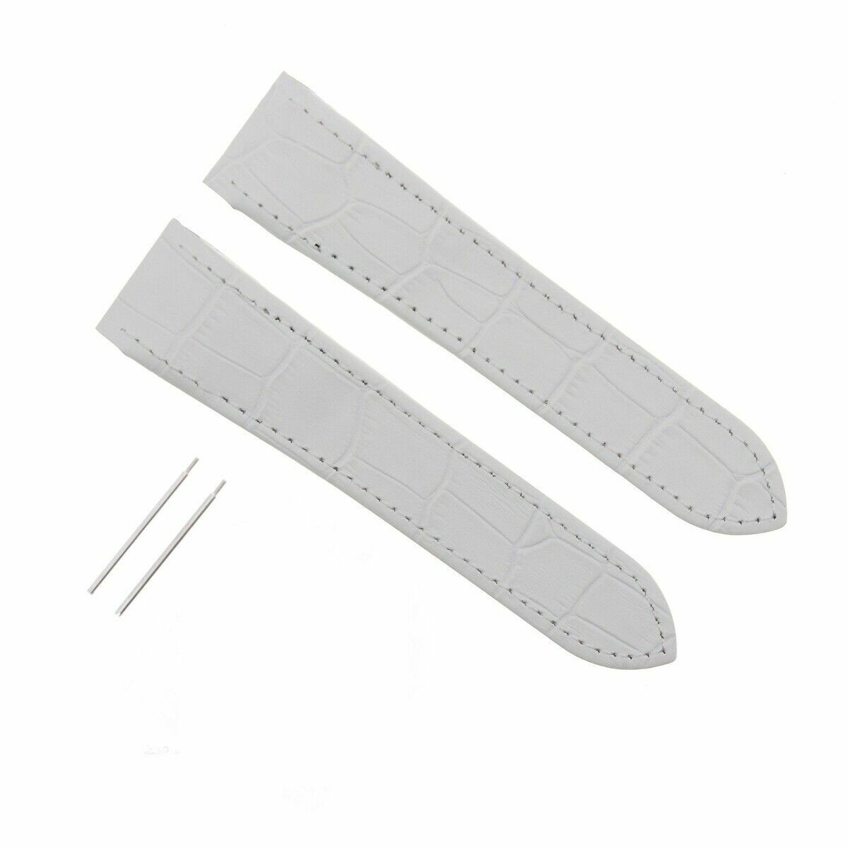 SCREW + 23MM LEATHER STRAP ALLIGATOR GRAIN FOR 38MM CARTIER SANTOS 100 XL WHITE