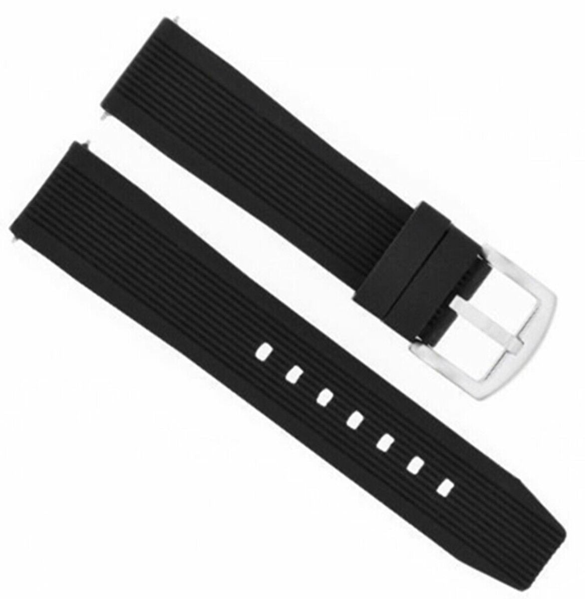 22MM SILICONE RUBBER DIVER BAND STRAP FOR BREITLING NAVITIMER CHRONOMAT BLACK