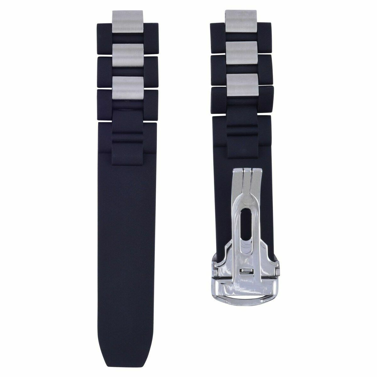 RUBBER WATCH BAND STRAP FOR FIT CARTIER 20MM MUST 21 CHRONOSCAPH AUTOSCAPH CLASP