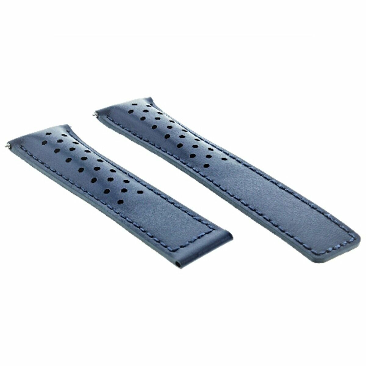 LEATHER BAND STRAP 22MM DEPLOYMENT CLASP FOR TAG HEUER MONACO BLUE PERFORATED