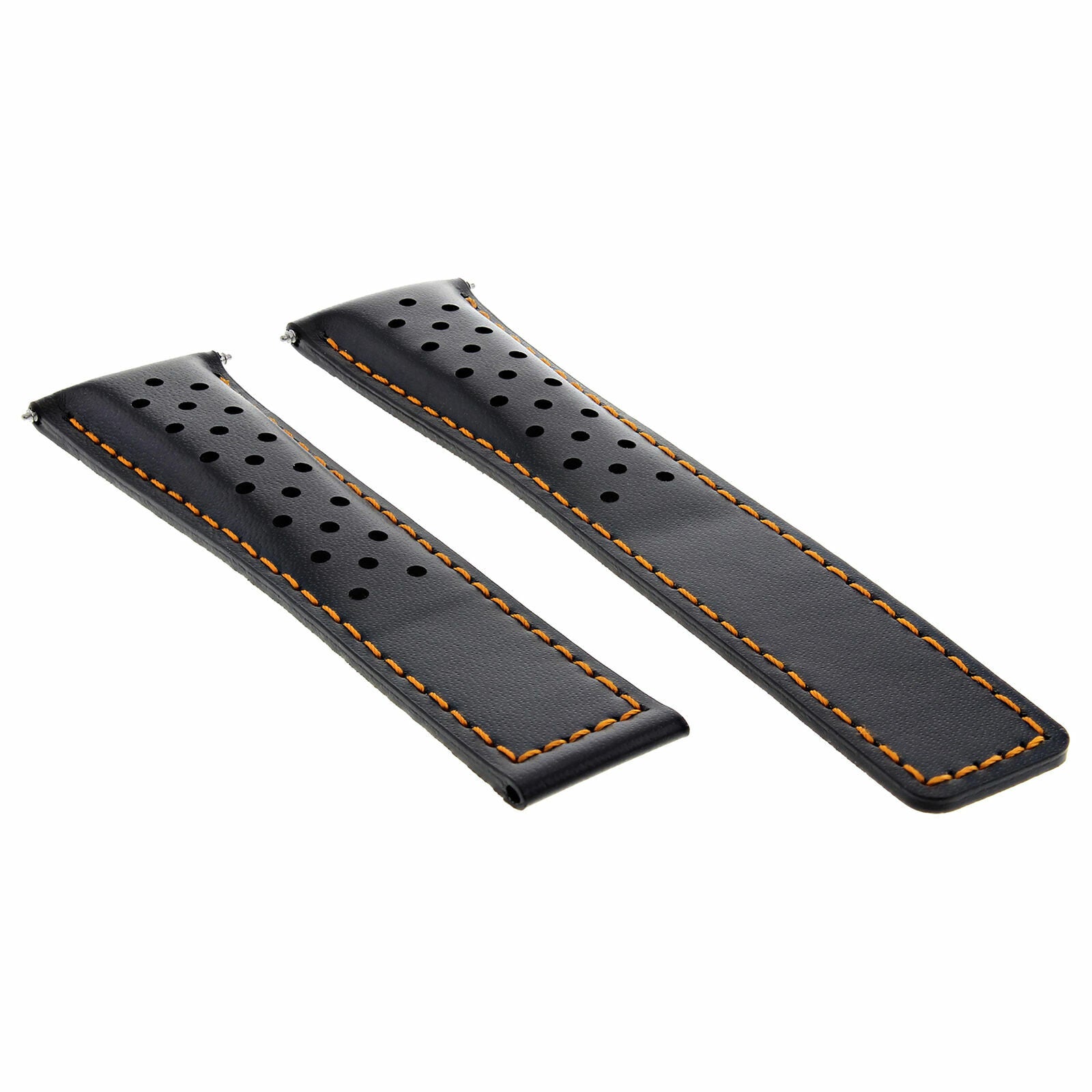 LEATHER WATCH BAND 22MM FOR TAG HEUER MONACO CALIBRE 11 16 1887 BLACK OS PERFORAT