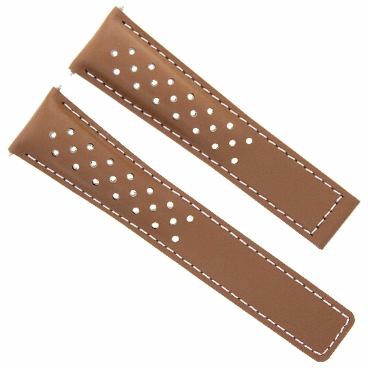 LEATHER WATCH BAND STRAP CLASP 22MM FOR TAG HEUER MONACO CARRERA PERFORAT TAN WS