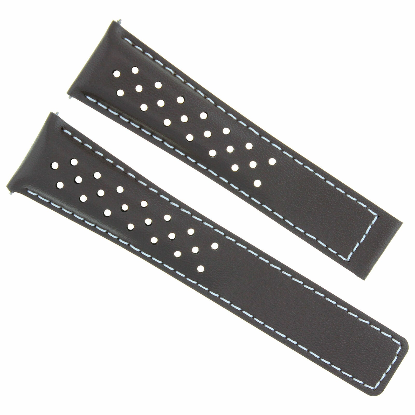 LEATHER BAND STRAP SMOOTH CLASP 22MM FOR TAG HEUER MONACO BROWN WS PERFORAT