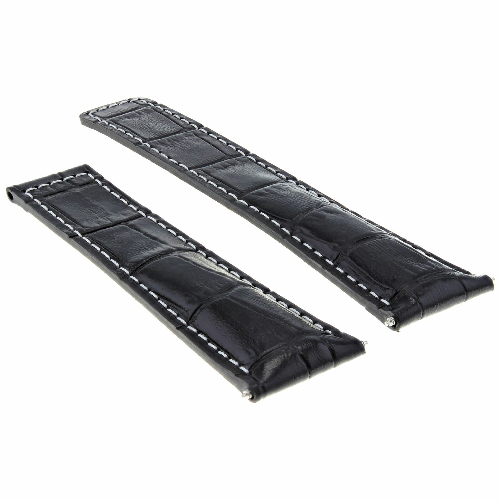 22/18MM LEATHER STRAP BAND FOR 22MM BREITLING BENTLEY DEPLOYMENT CLASP BLACK WS