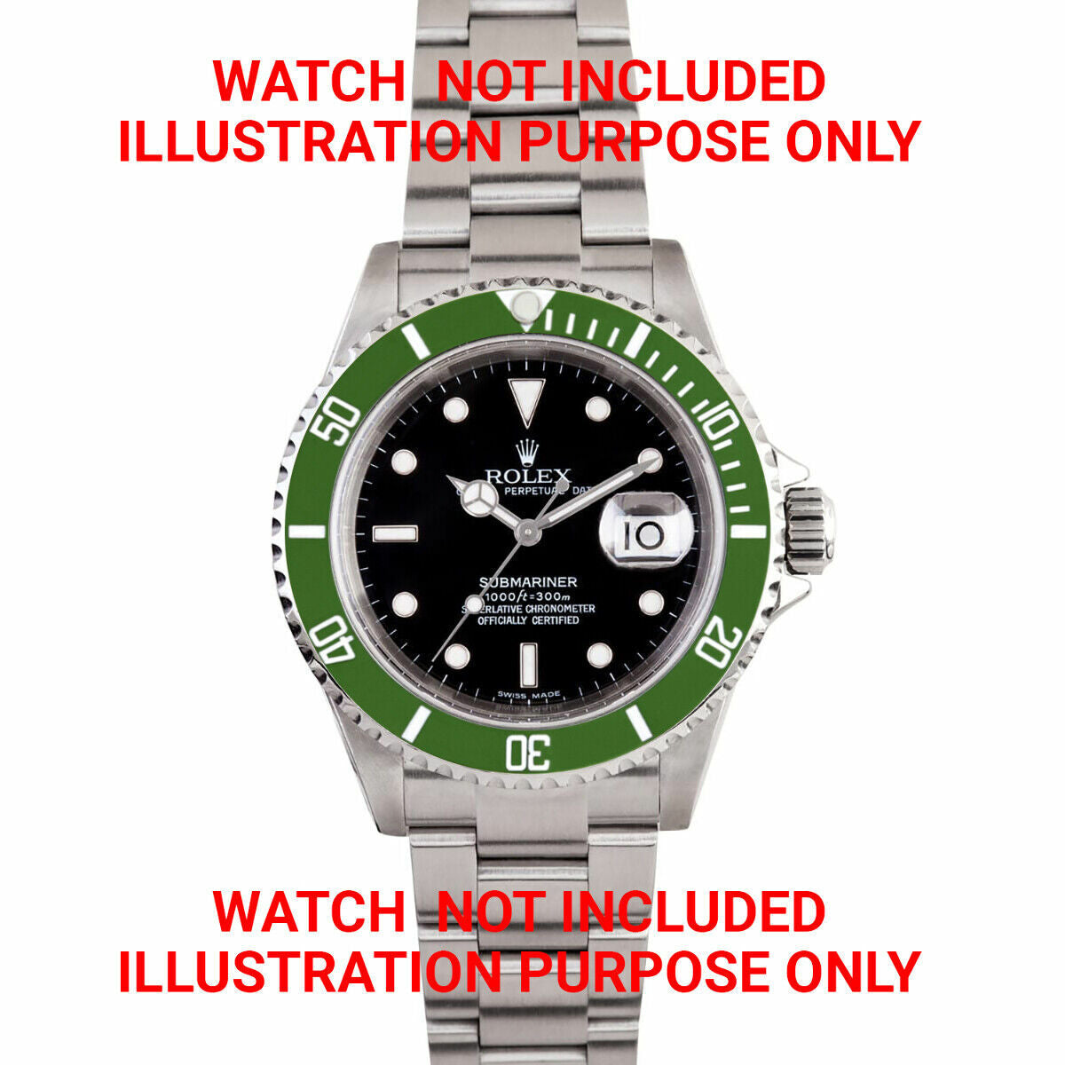 ROTATING BEZEL, INSERT, RETAINING FOR ROLEX SUBMARINER 16610 ANNIVERSARY GREEN