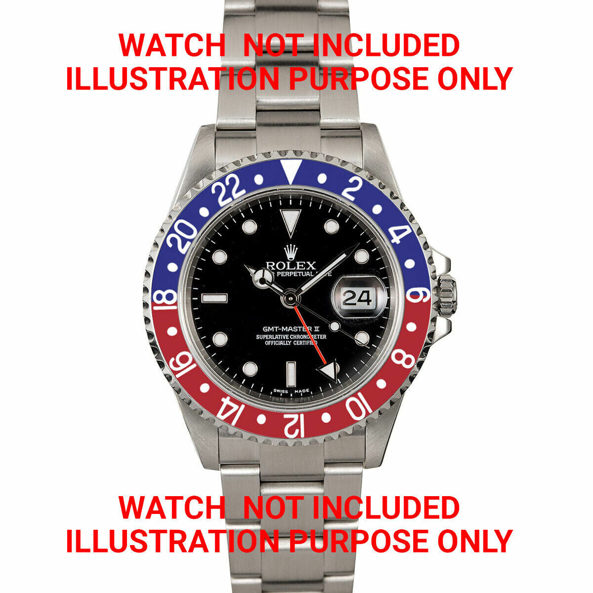 PEPSI BEZEL & INSERT FOR ROLEX GMT MASTER I, II BLUE/RED 16700 16710 SAPPHIRE