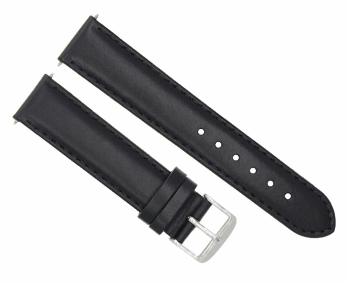 24MM SMOOTH LEATHER STRAP BAND WATCH BAND FOR 45MM ANONIMO NAUTILO WATCH BLACK