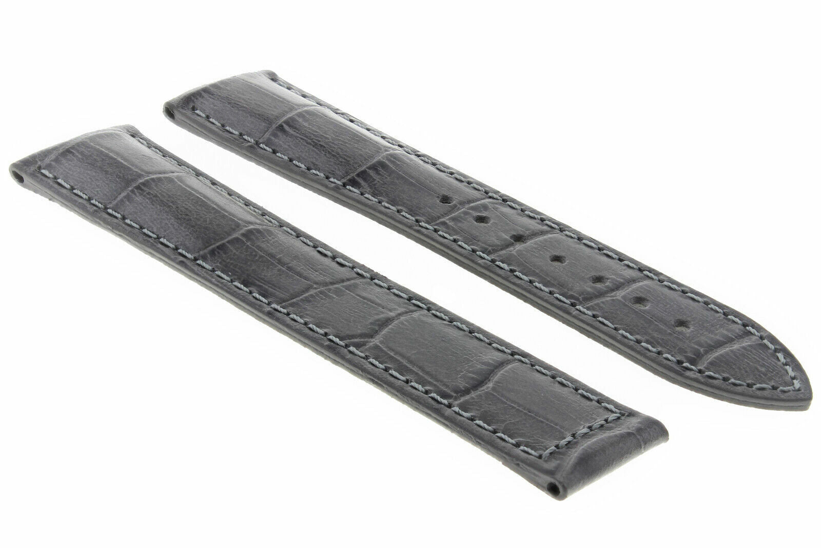 LEATHER WATCH STRAP BAND DEPLOY CLASP FOR 20MM OMEGA SPEEDMASTER MOON WATCH GREY