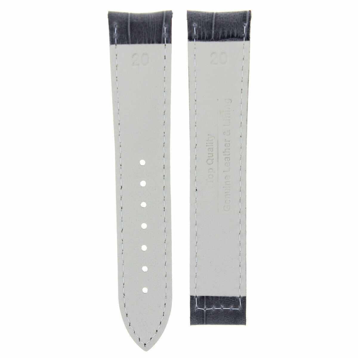 LEATHER WATCH STRAP BAND DEPLOY CLASP FOR 20MM OMEGA SPEEDMASTER MOON WATCH GREY