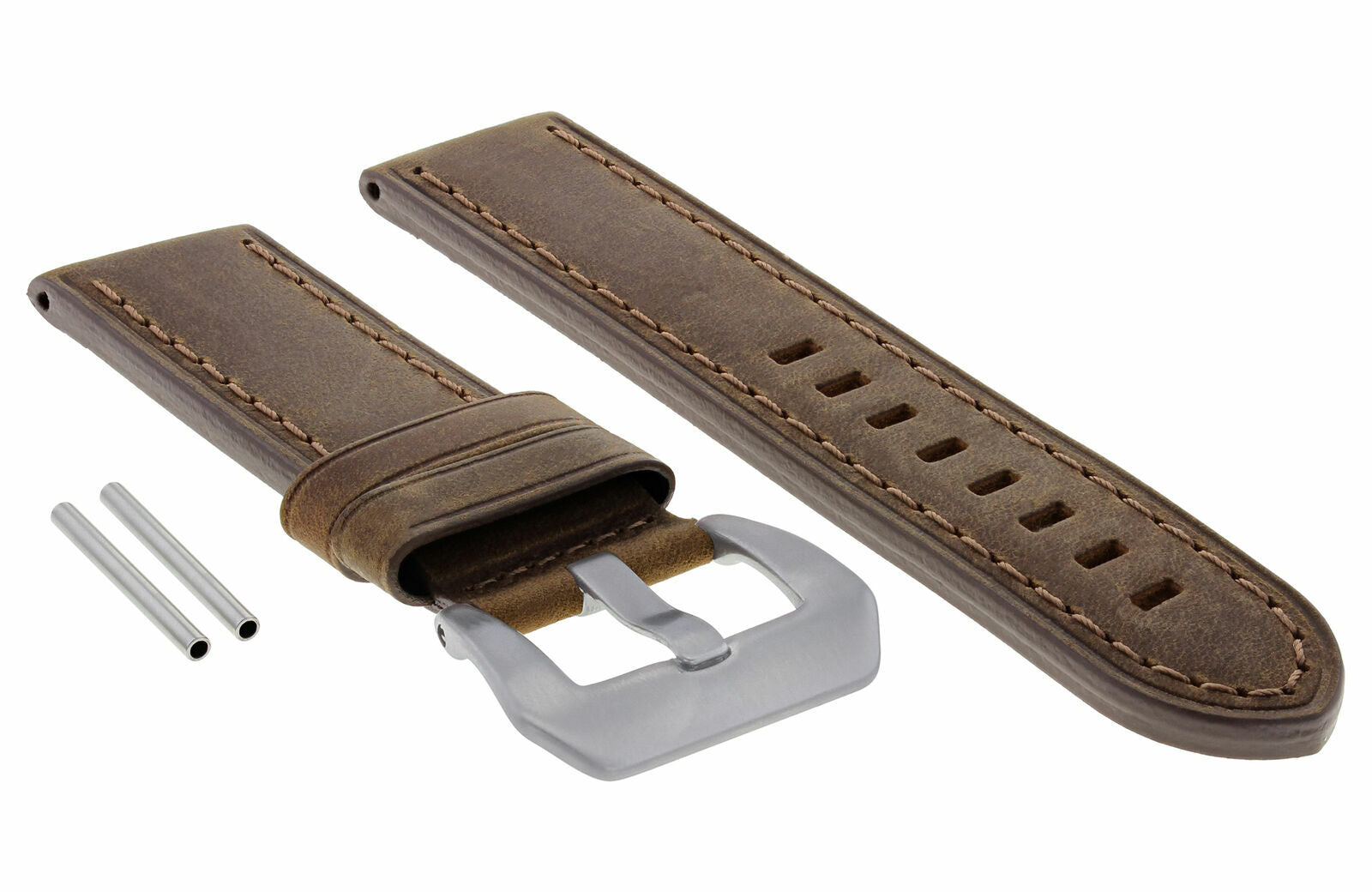 24MM LEATHER STRAP WATCH BAND FOR PANERAI MARINA GMT 1950 88 104 177 112 BROWN