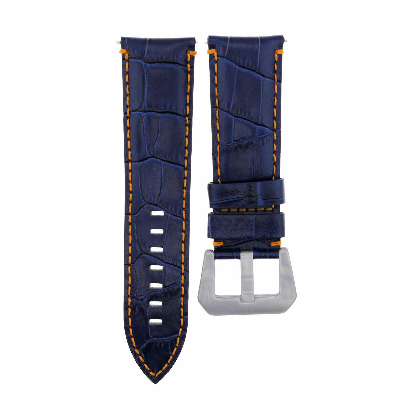 22MM GENUINE LEATHER WATCH BAND STRAP FOR BREITLING NAVITIMER COLT BLUE ORANGE S
