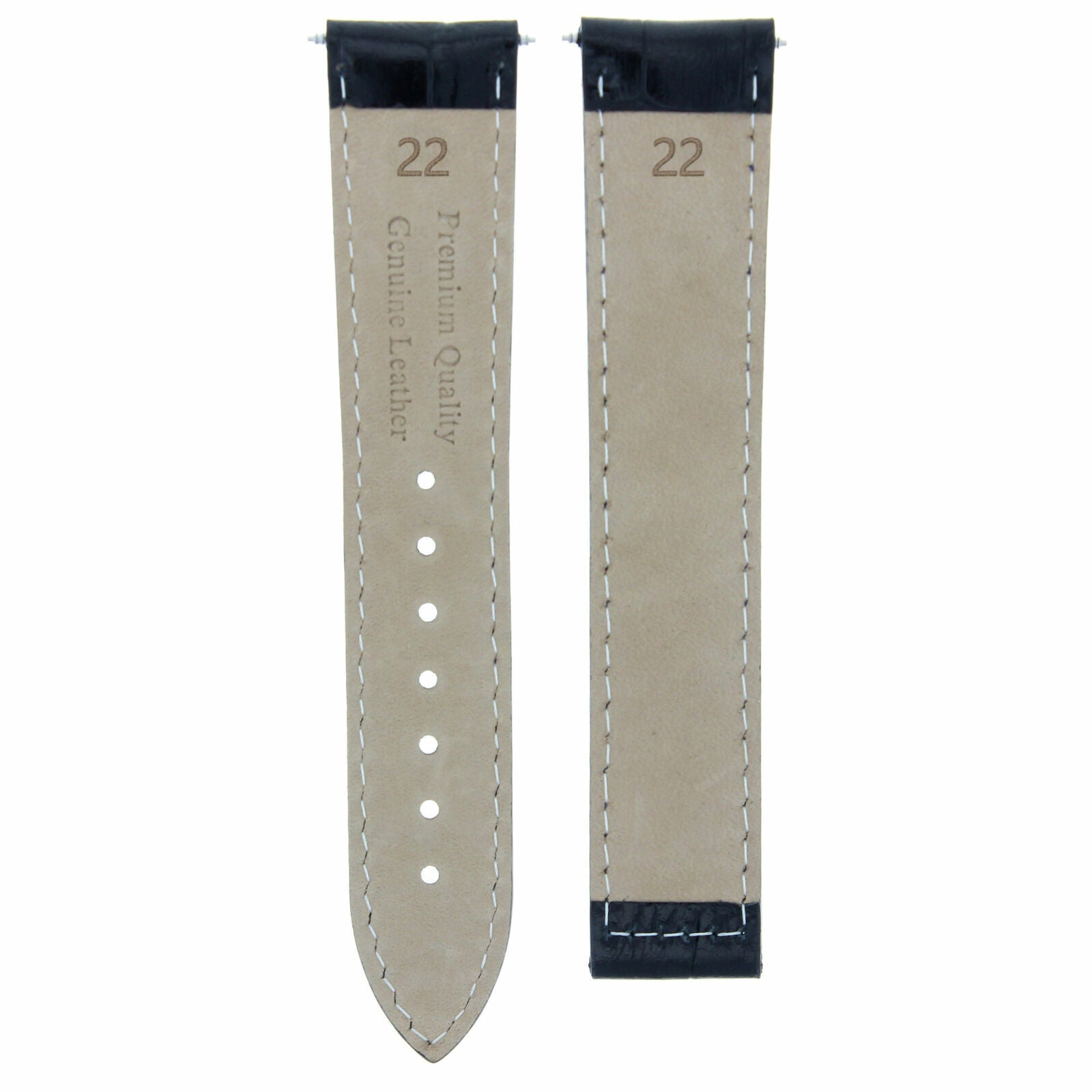 22MM LEATHER STRAP WATCH BAND FOR OMEGA SPEEDMASTER SEAMASTER PLANET OCEAN BLACK