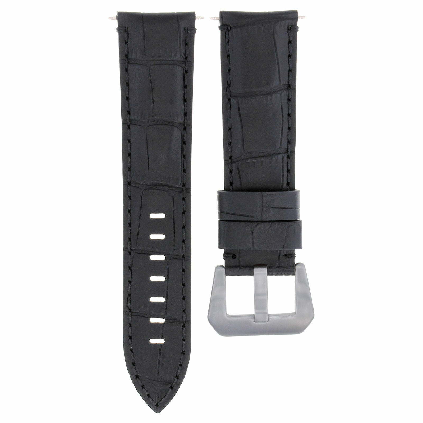 24MM GENUINE LEATHER WATCH BAND STRAP FOR ANONIMO MILITARE WATCH BLACK