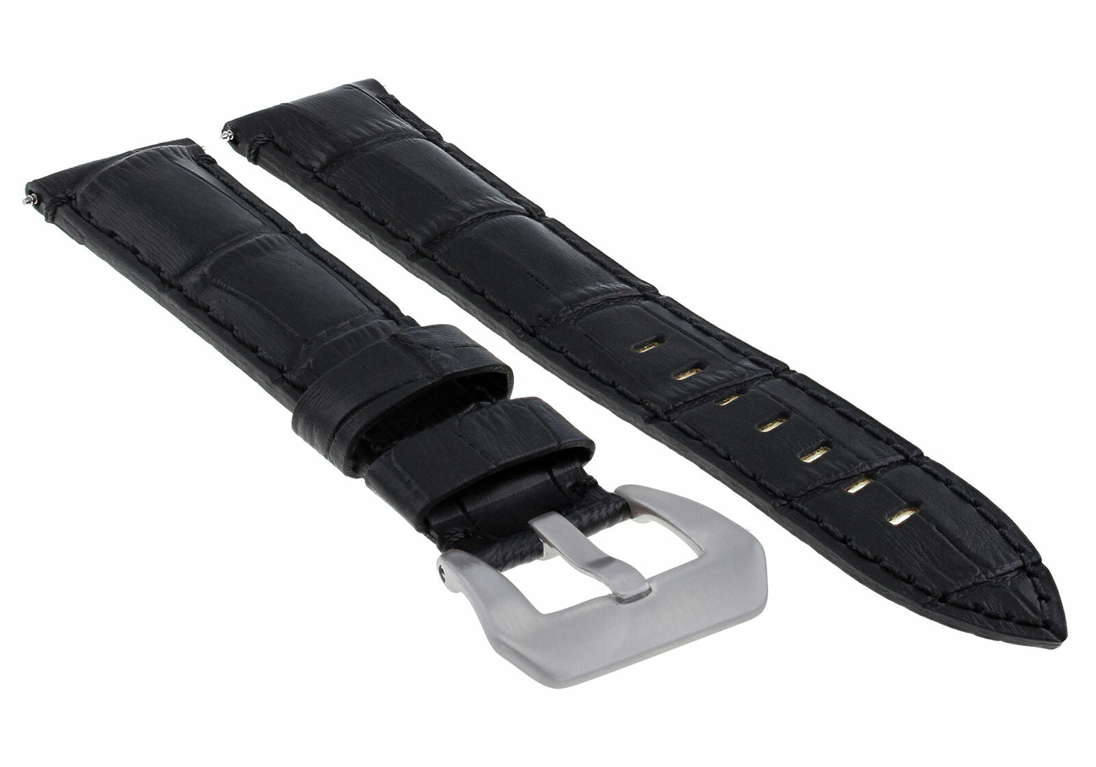 24MM GENUINE LEATHER WATCH BAND STRAP FOR ANONIMO MILITARE WATCH BLACK