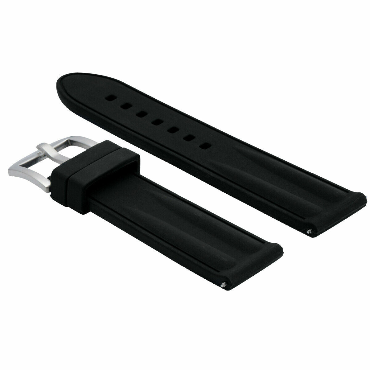 24MM RUBBER DIVER WATCH BAND STRAP FOR BREITLING NAVITIMER AVENGER COLT BLACK