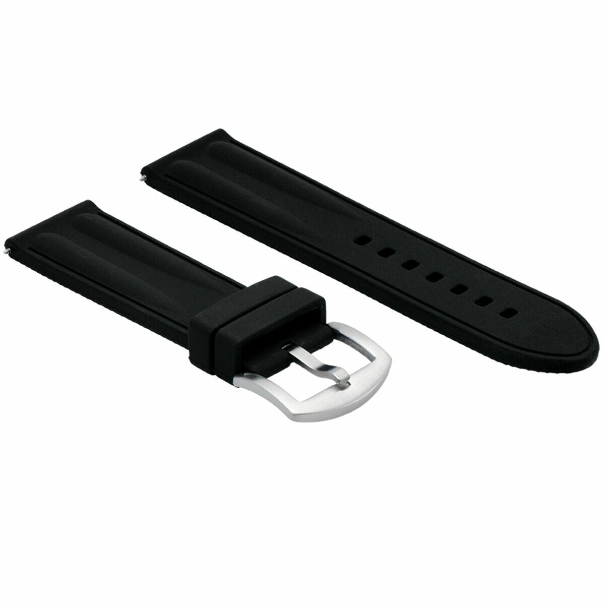 24MM RUBBER DIVER WATCH BAND STRAP FOR BREITLING NAVITIMER AVENGER COLT BLACK