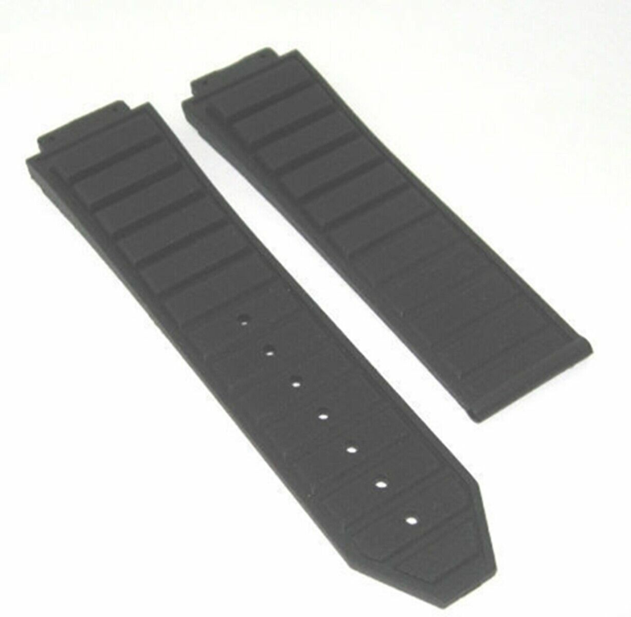24MM BLACK SOFT SILICONE BAND STRAP CLASP FOR 44-45MM HUBLOT H BIG BANG WATCH