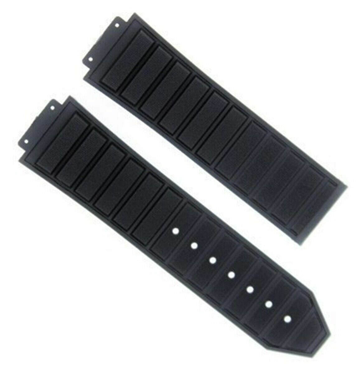 24MM BLACK SOFT SILICONE BAND STRAP CLASP FOR 44-45MM HUBLOT H BIG BANG WATCH