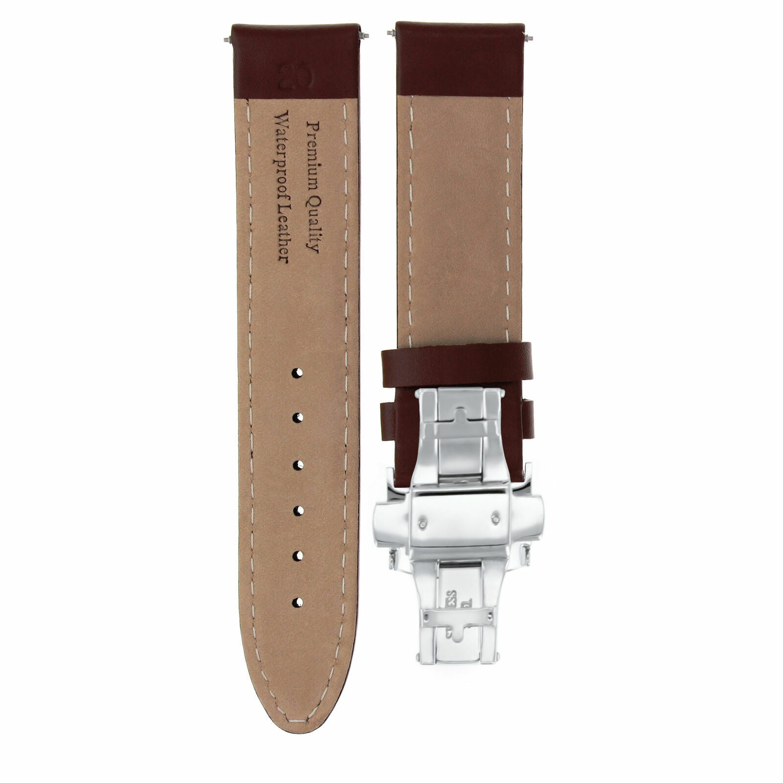 20MM GENUINE SMOOTH LEATHER STRAP BAND DEPLOYMENT CLASP FOR INVICTA L/BROWN