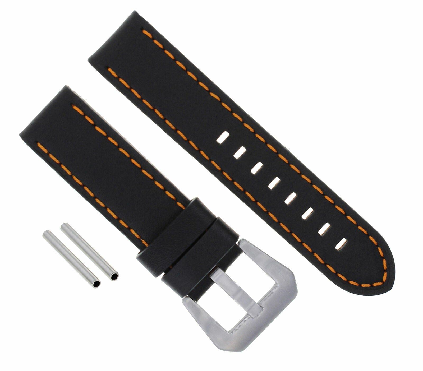 24MM LEATHER WATCH BAND STRAP FOR 44MM PANERAI 88 562 441 90 104 BLACK ORANGE
